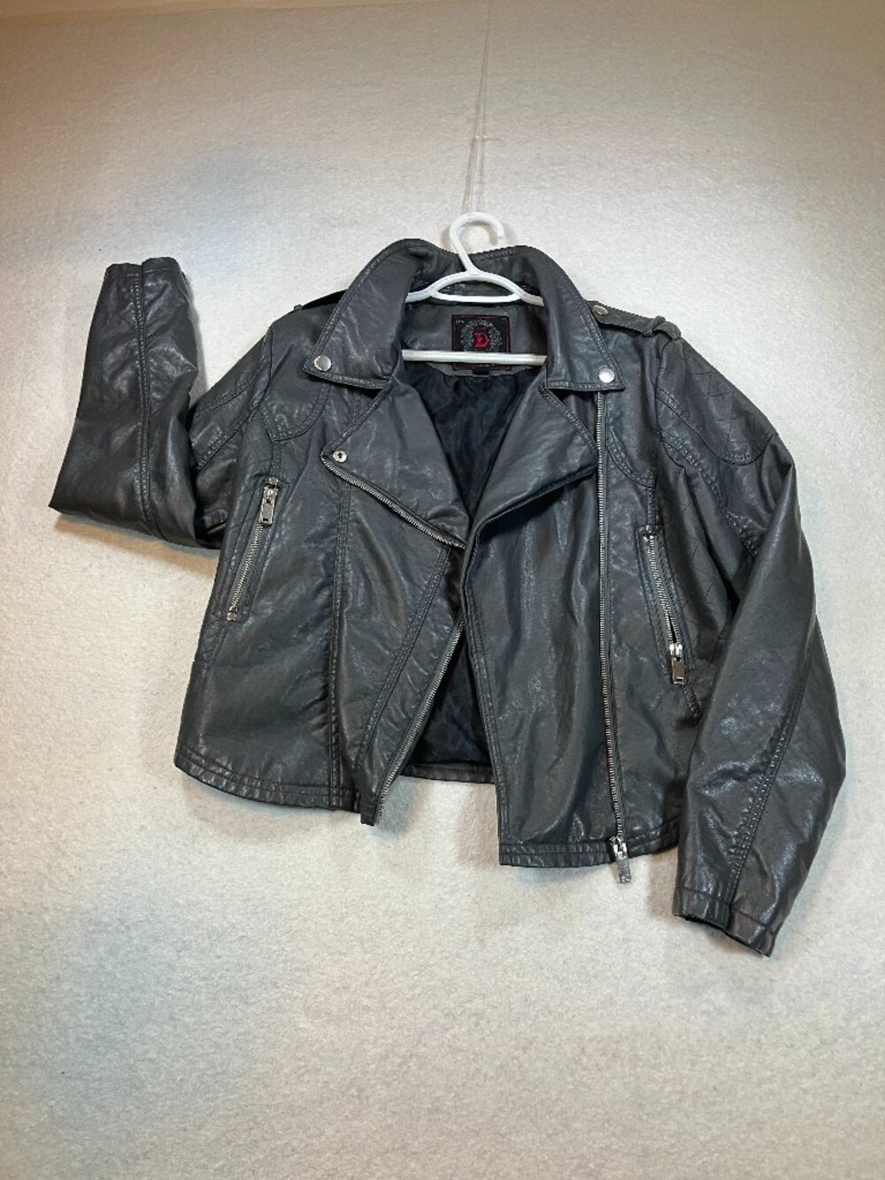 Dollhouse Smoke Grey Leather Motocycle Jacket Size L